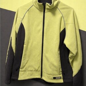 Yellow-Green & Dark Gray Full-Zip Fleece Jacket